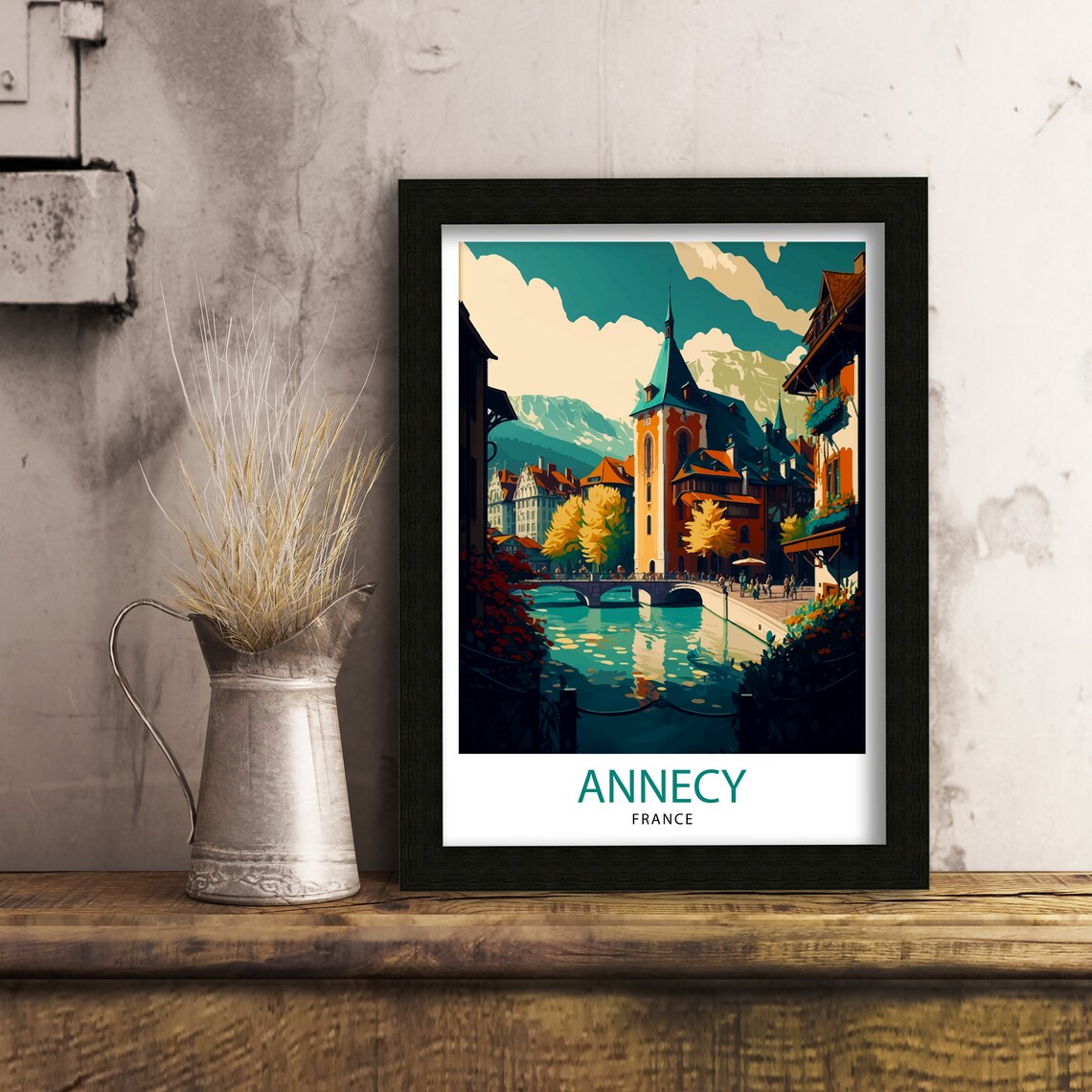 Annecy France Travel Poster, Lake Illustration - Image 3