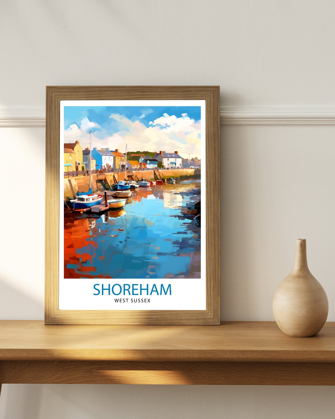 Shoreham West Sussex Harbour Boats Reflections River Art Poster - Image 2