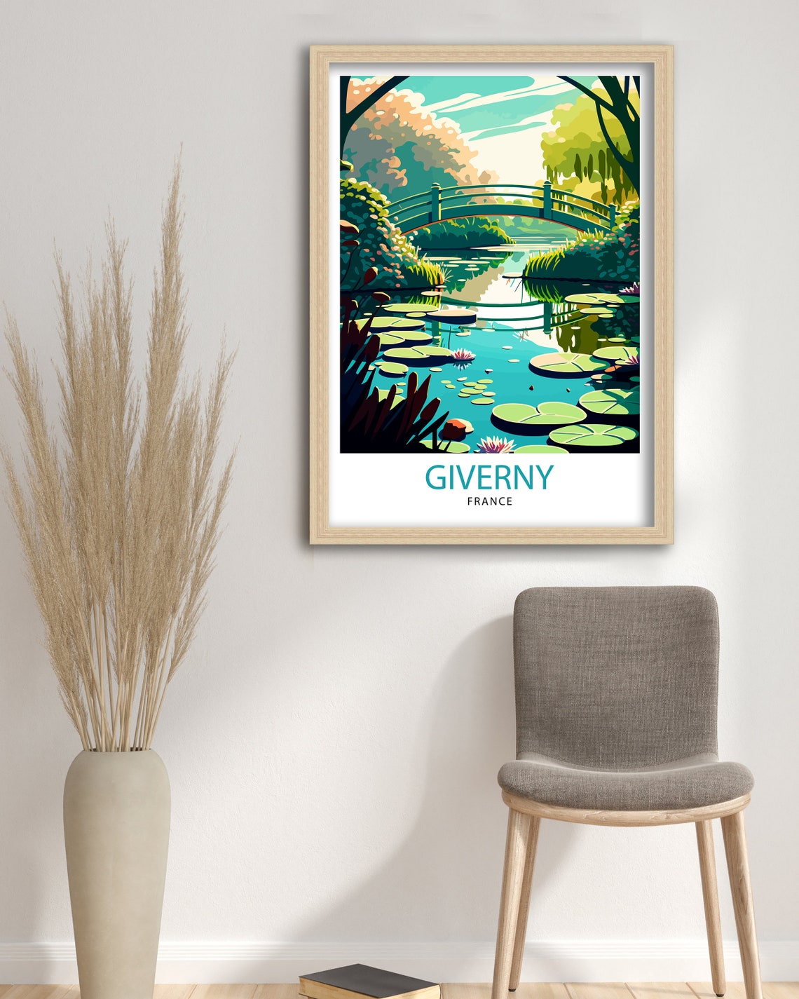 Giverny France Travel Print Giverny Wall Decor Giverny Home Living Decor Giverny France Illustration Travel Poster Gift For Giverny France - Image 3