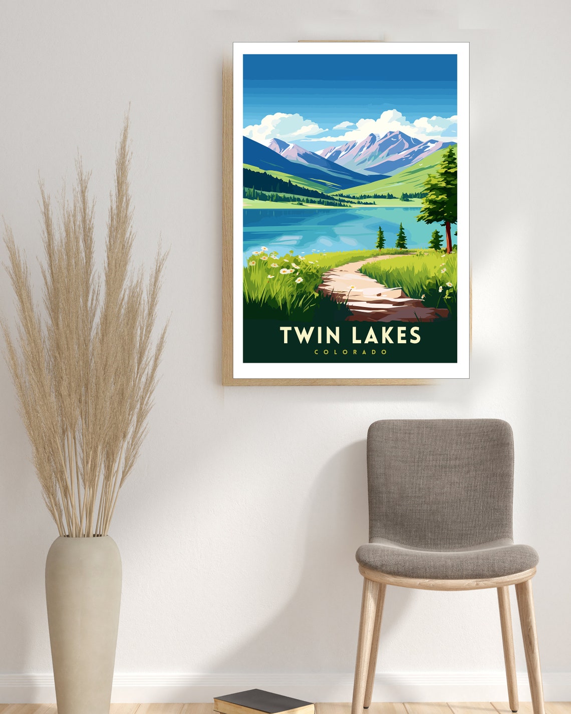 Twin Lakes Colorado Mountain Lake Travel Poster With Alpine View - Image 3