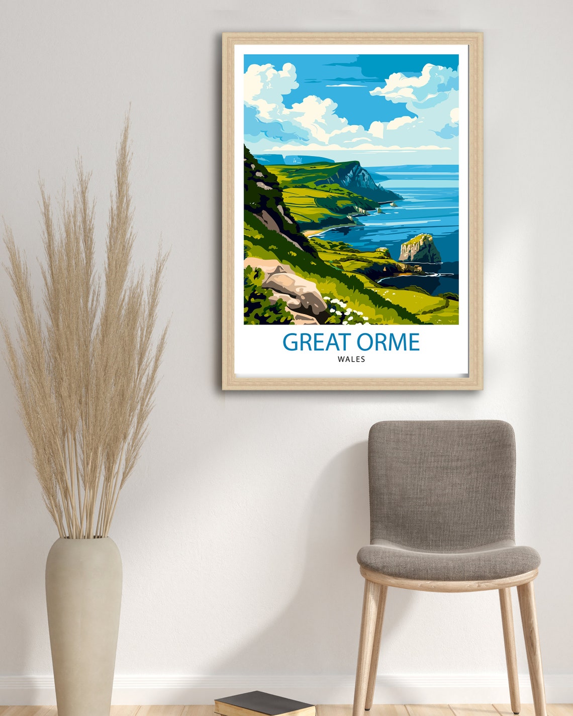 Great Orme Wales Coastal Cliffs Sea View Vintage Travel Poster - Image 2