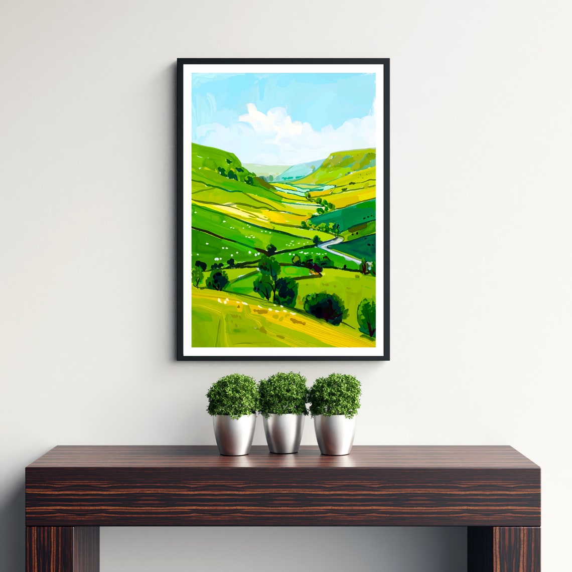 Yorkshire Dales England Green Valley Winding Road Landscape Poster - Image 3