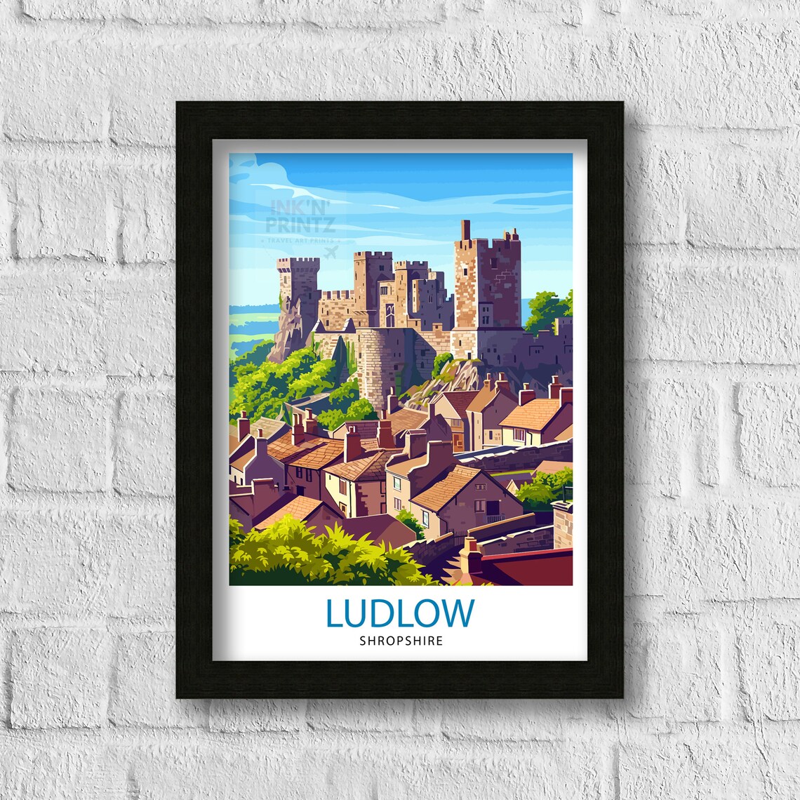 Ludlow Shropshire Travel Poster, Heritage Town Illustration - Image 3