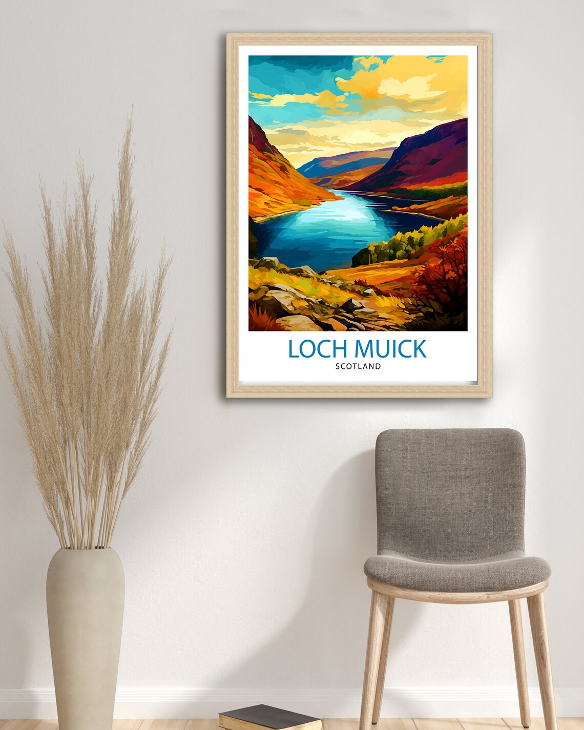 Loch Muick Scotland Autumn Golden Highland View Loch Mountain Poster - Image 3