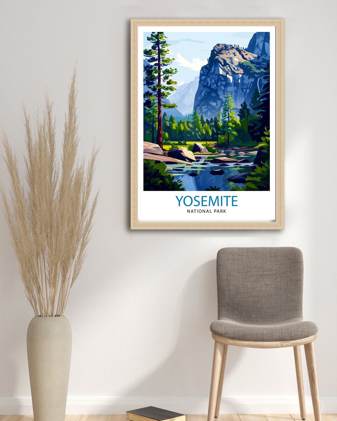 Yosemite National Park Granite Cliffs River Valley Art Poster - Image 2