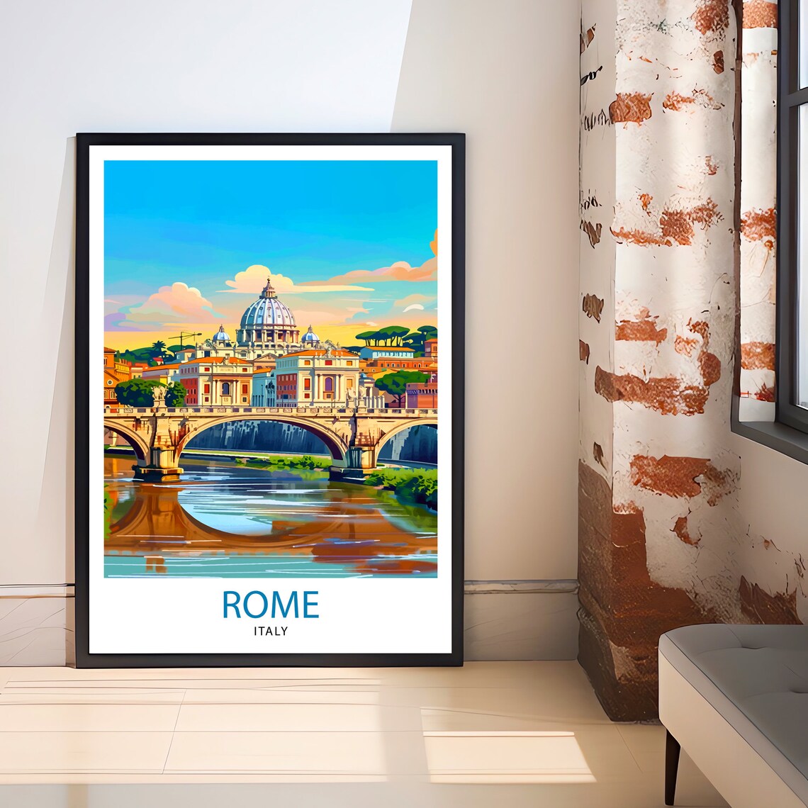 Rome Italy St Peters Basilica Tiber Bridge Sunset Travel Poster - Image 2