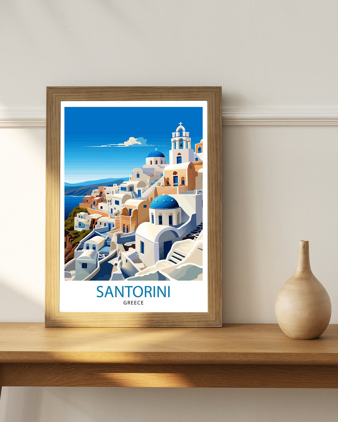 Santorini Greece Travel Poster, Island Wall Decor - Image 2