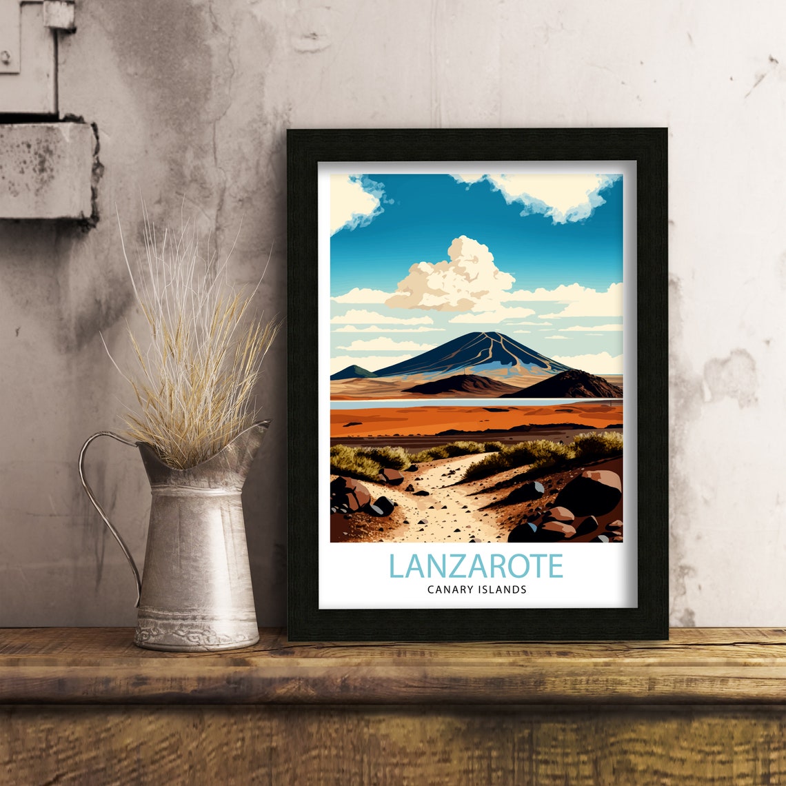 Lanzarote Canary Islands Volcanic Mountain Desert Trail Poster - Image 2