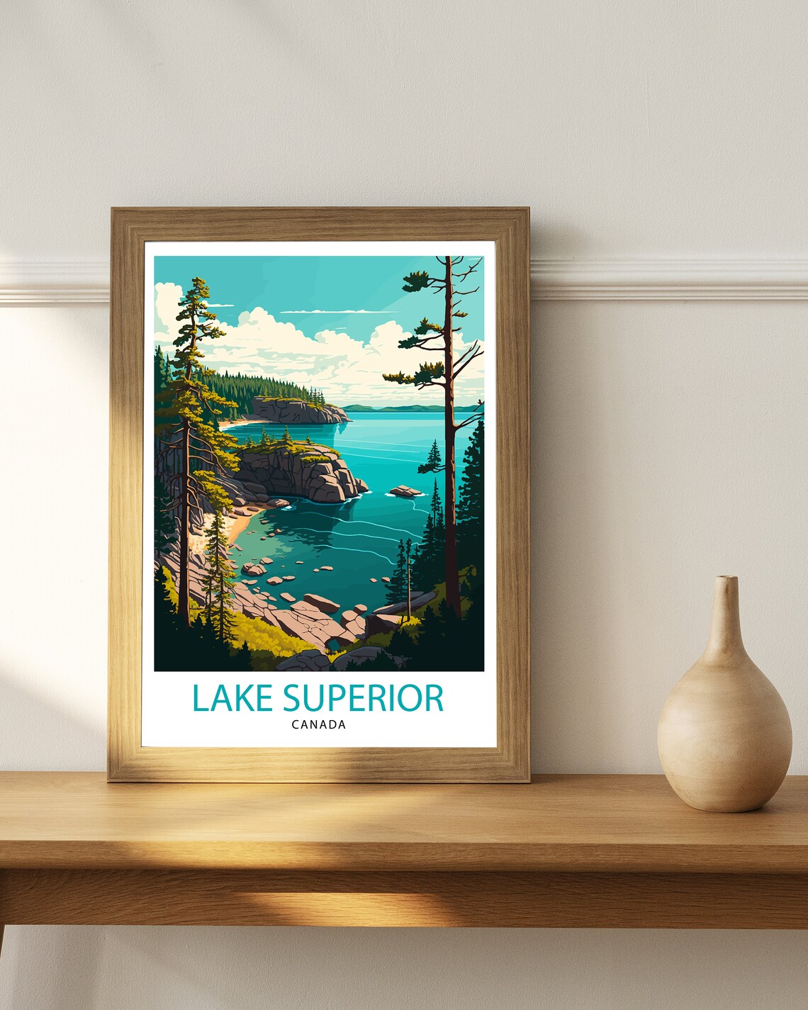 Lake Superior Canada Vintage Travel Poster Rocky Coast Pine Art - Image 3