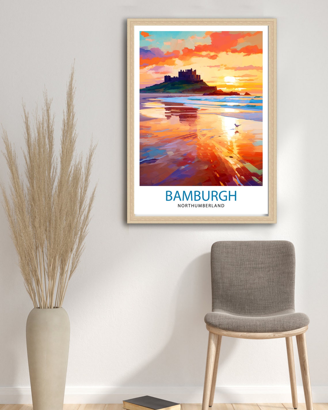 Bamburgh Travel Poster, UK Wall Decor - Image 2