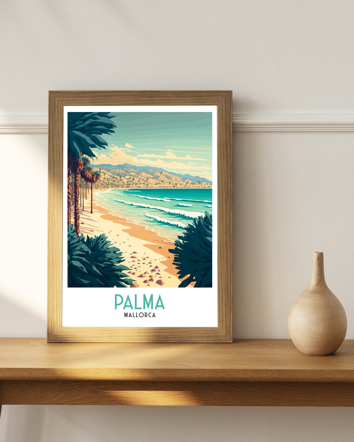 Palma Mallorca Sandy Beach Palms Turquoise Sea Summer Poster - Image 2