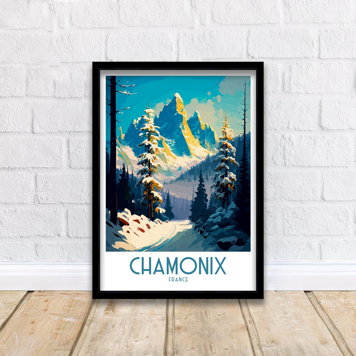 Chamonix Travel Poster, Skiing in France - Image 2