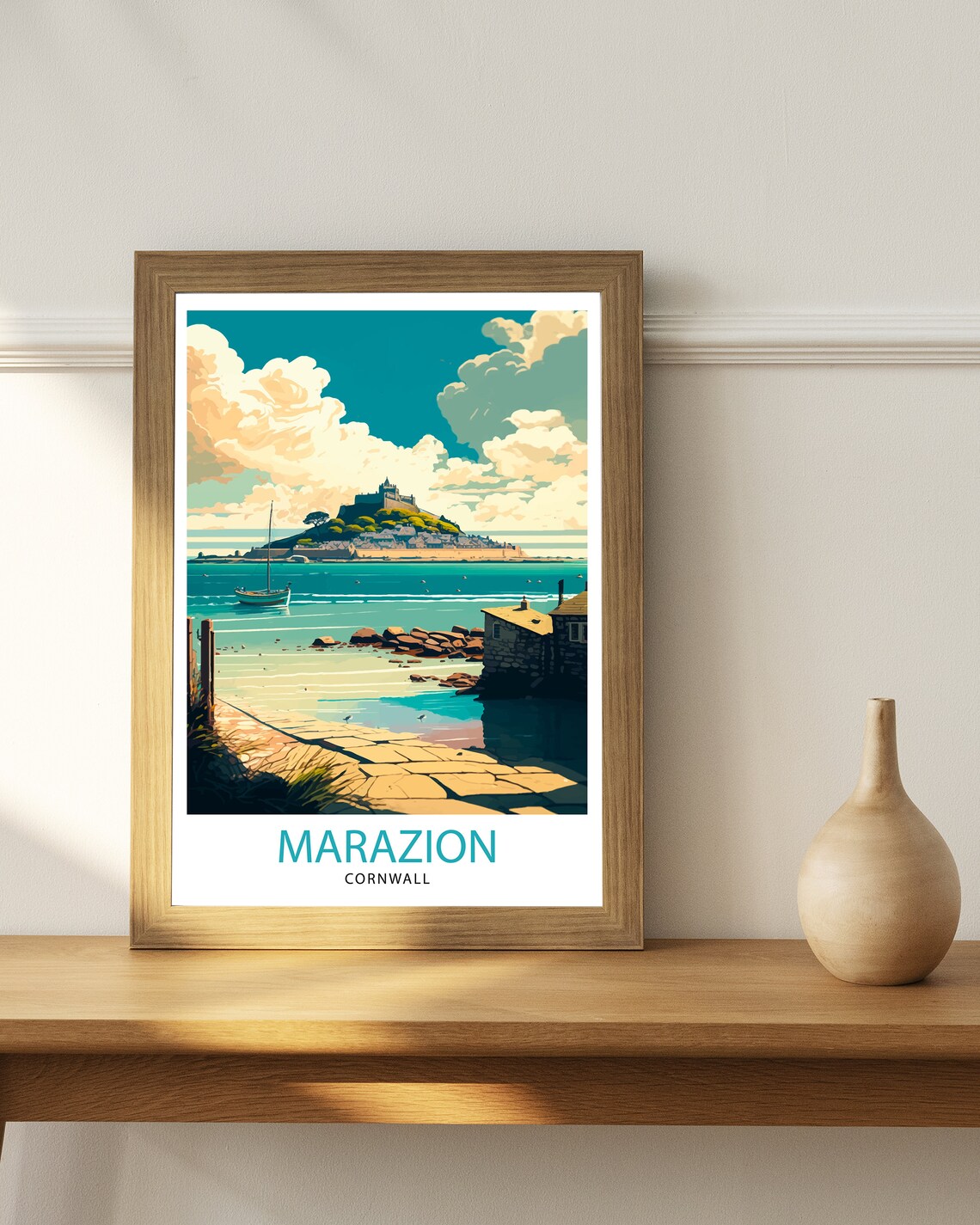Marazion Cornwall Travel Poster, Place Decor - Image 2
