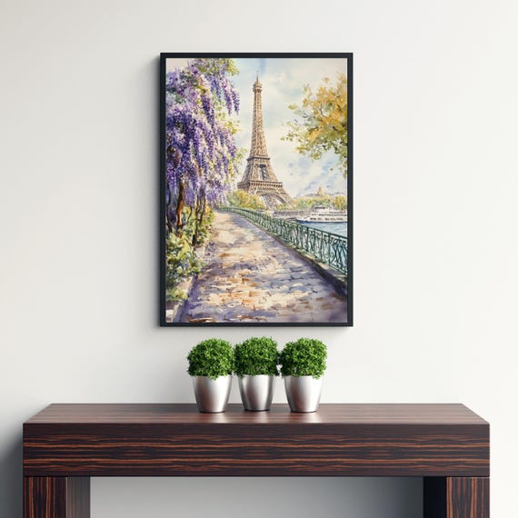 Paris Watercolor Eiffel Tower Art Print, France