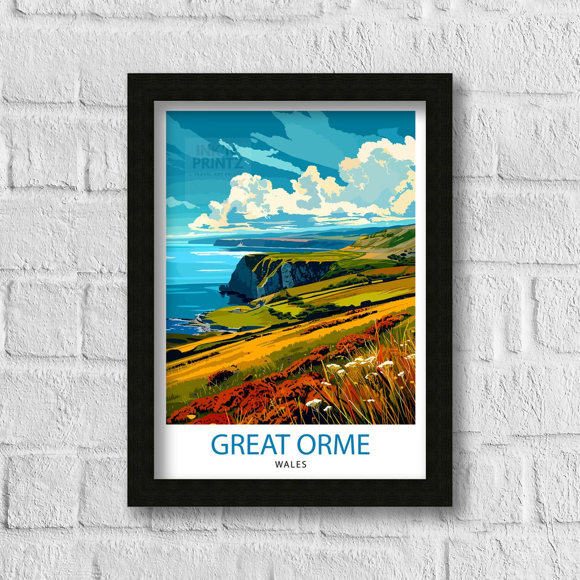 Great Orme Wales Coastal Cliffs and Wildflower Hills Art Poster - Image 3