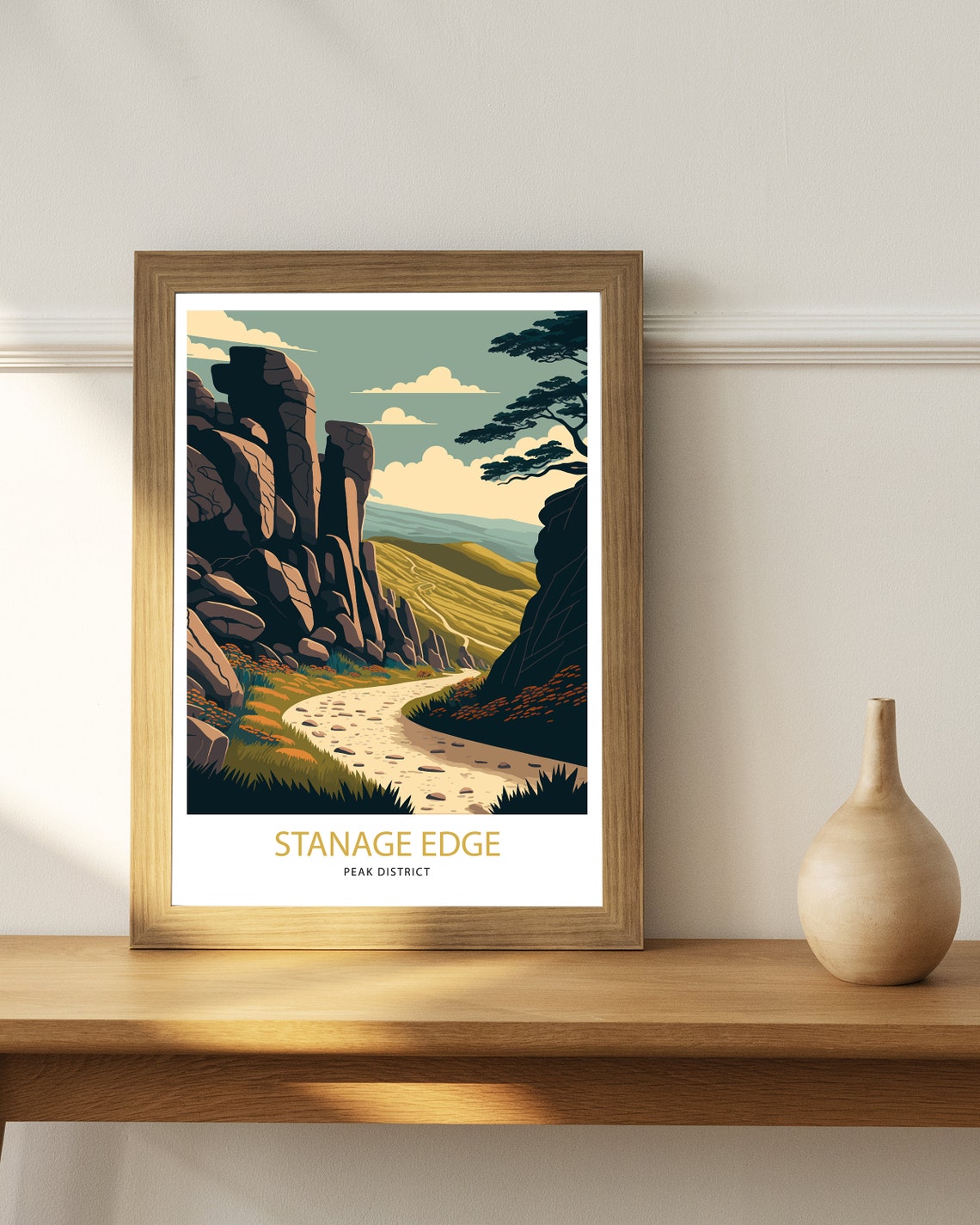 Stanage Edge Peak District Gritstone Rocks Retro Travel Poster - Image 2