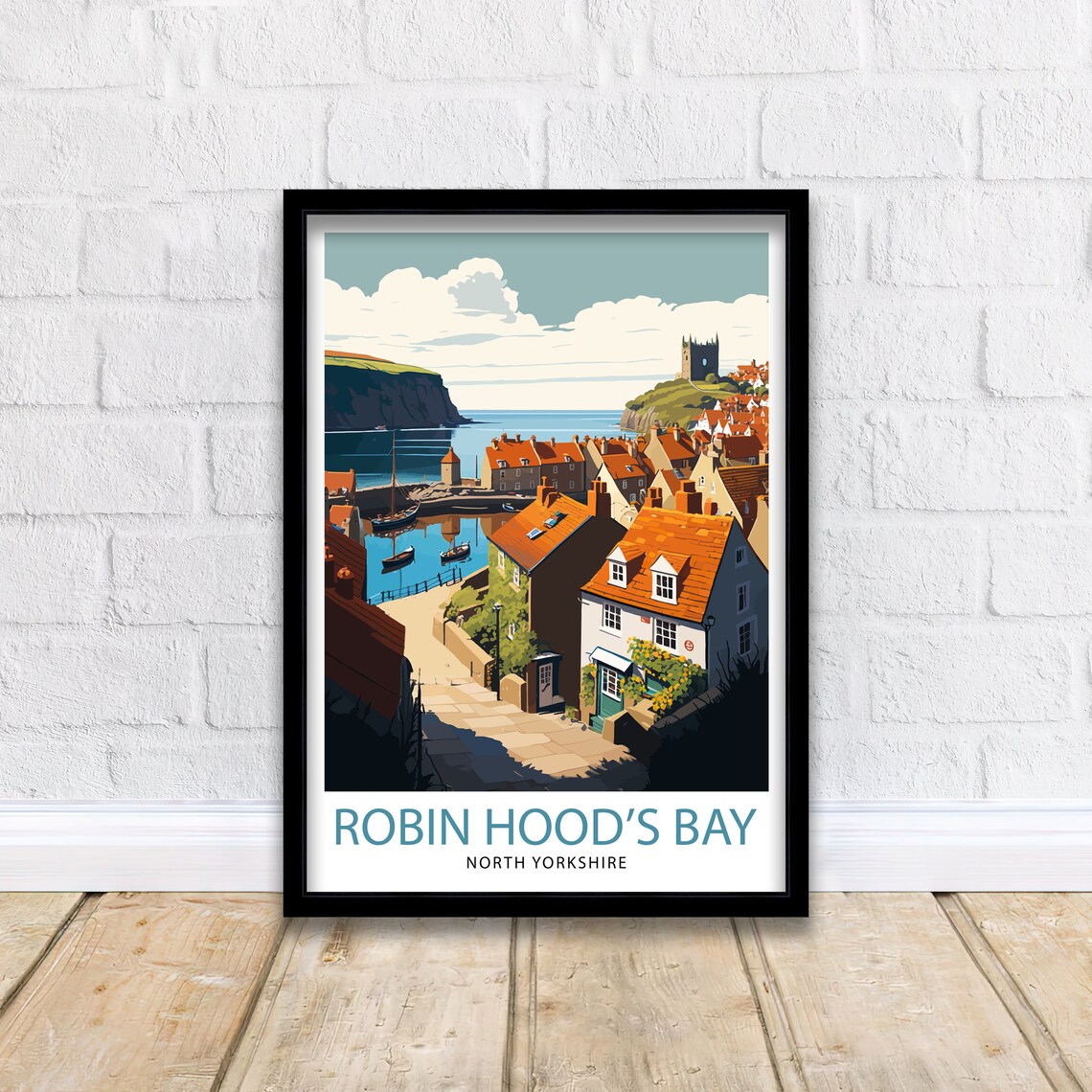 Robin Hoods Bay Yorkshire Travel Poster, Coastal Town - Image 2