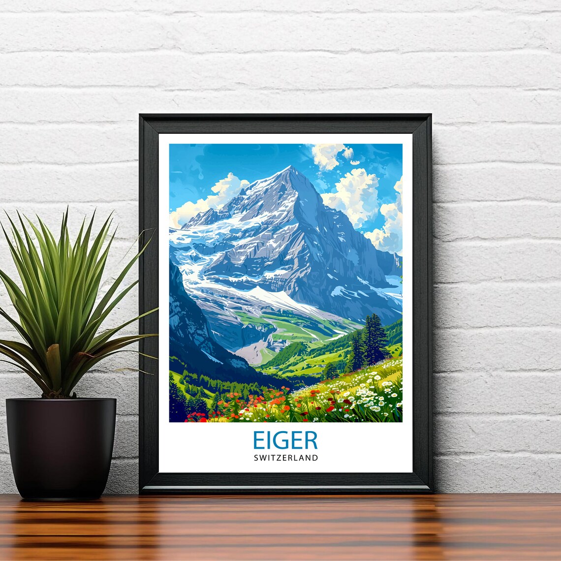 Eiger Mountain Switzerland Travel Poster, Wall Decor - Image 2