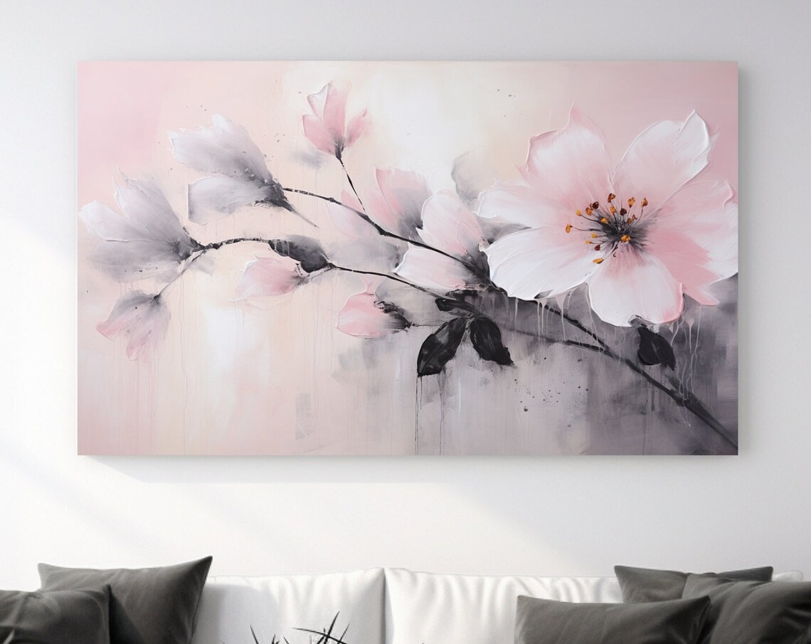 Light Pink Flowers Abstract Painting Art Print
