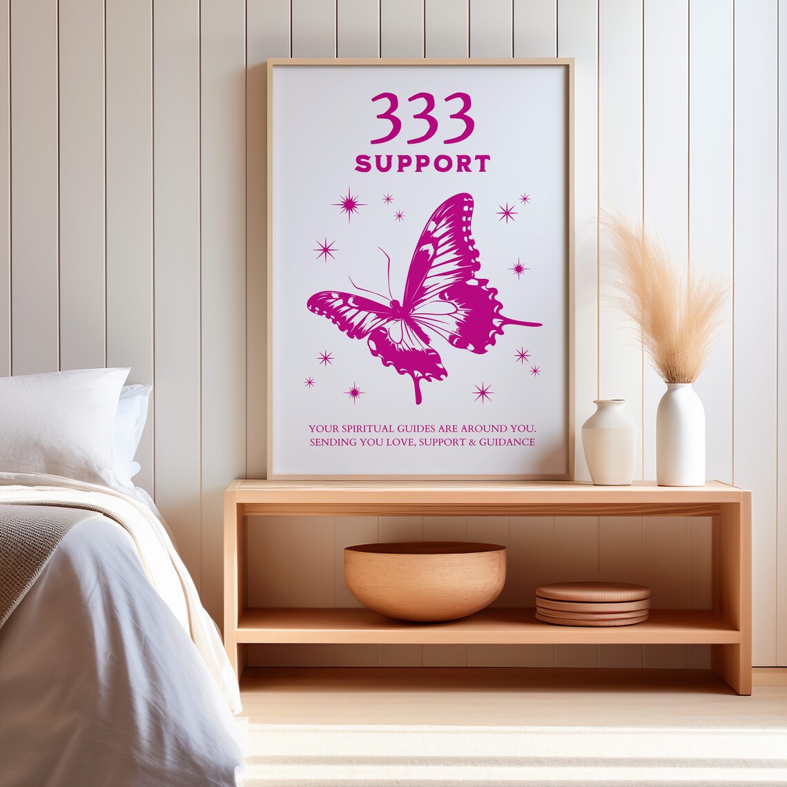 Angel Number 333 Support Butterfly Spiritual Guidance Wall Art