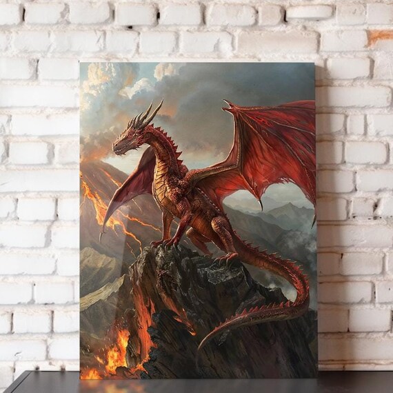 Red Dragon Wall Art Dragon Poster Metal Poster Dragon Wall Art Red Dragon Print8x10 12x16 16x20