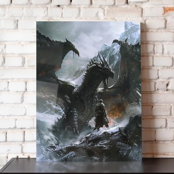 Metal Poster Dragon Poster Dragon Print Dragon Wall Art Dragon Art Print Video Game Poster 8x10 12x16 16x20