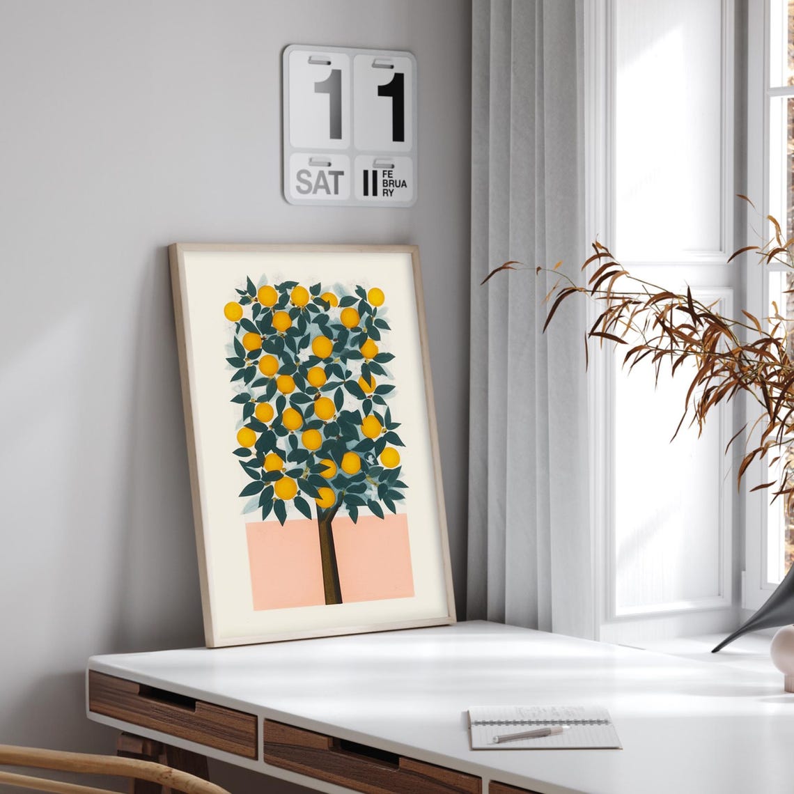 Minimalist Orange Tree Poster With Modern Botanical Citrus Art - Image 3