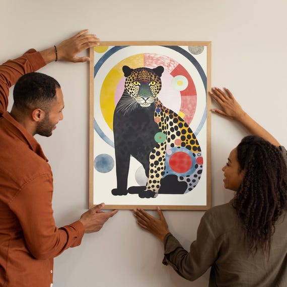 Leopard Half Black Panther Colorful Abstract Animal Art Poster