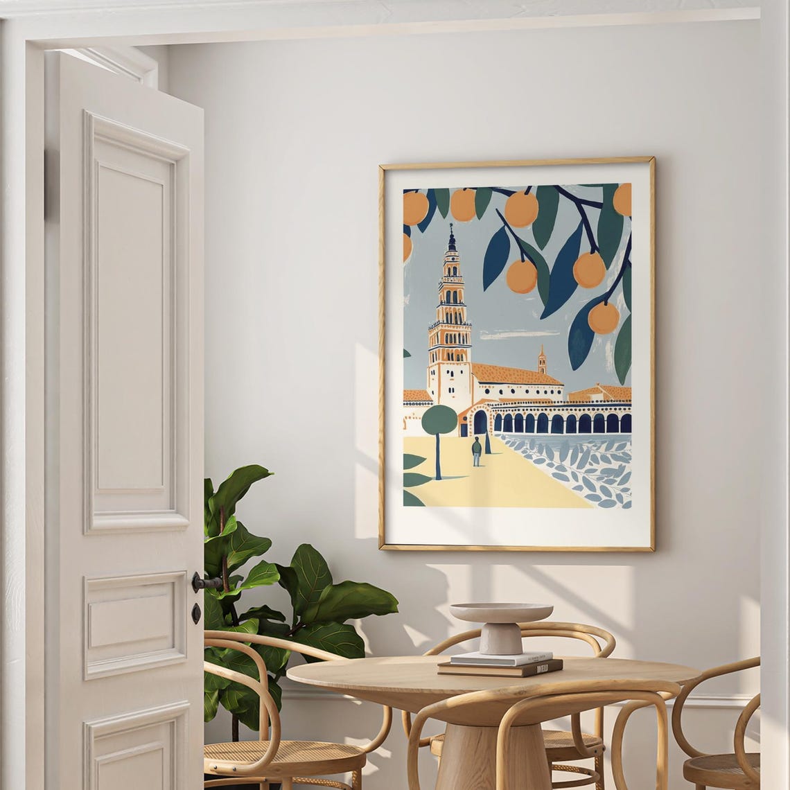 Orange Trees Seville Cathedral Tower Mediterranean Decor Poster - Image 3