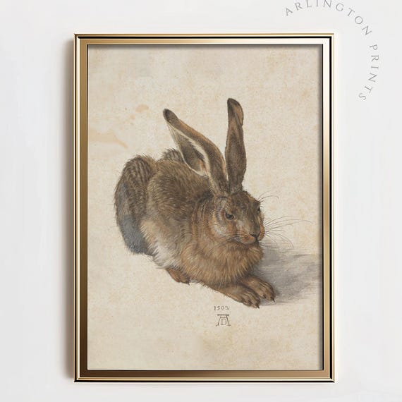Vintage Rabbit Art Print, Rustic Farmhouse Easter