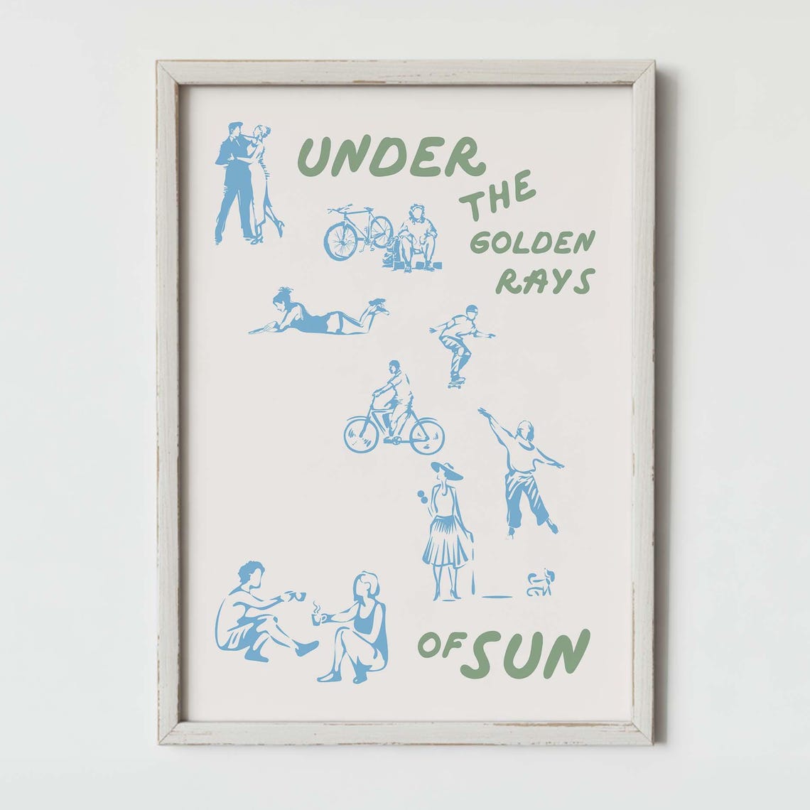 Under The Golden Rays Of Sun Sage Green Lettering Summer Poster