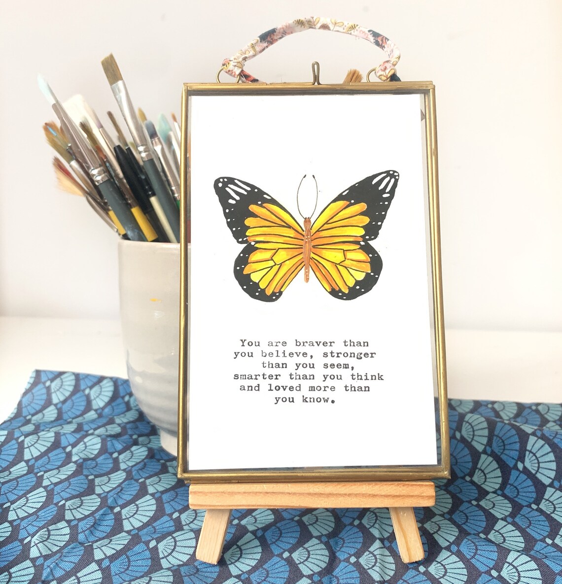 Monarch Butterfly Art Print, Braver Quote