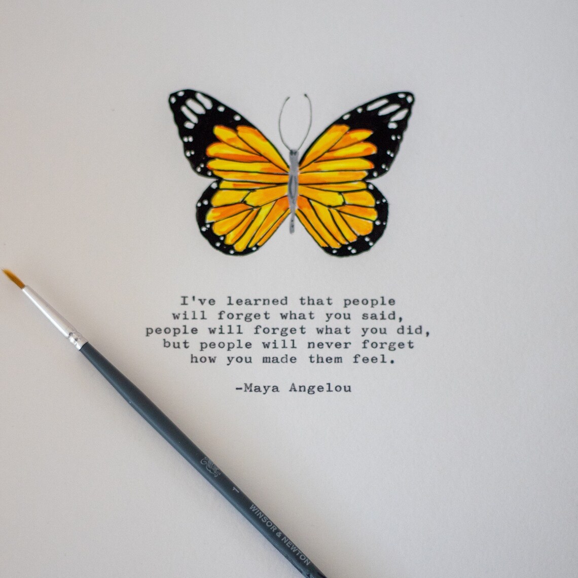 Butterfly with Maya Angelou Quote, Wall Art Print - Image 2