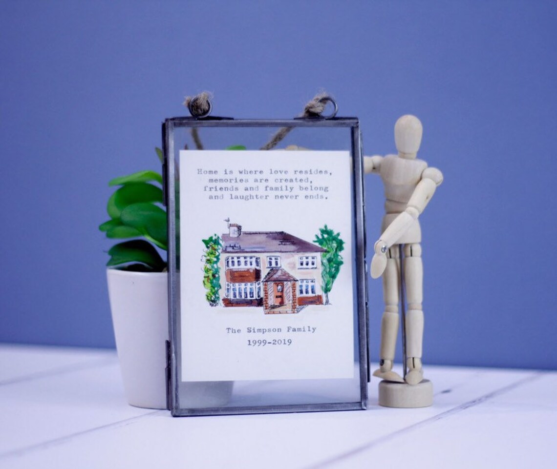 Personalised Family Home House Painting Love Resides Quote Art Print