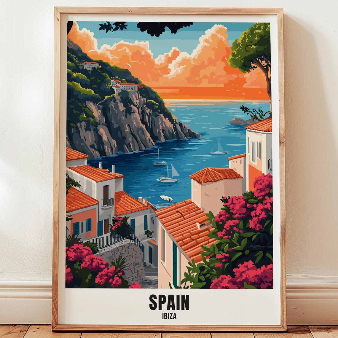 Spain Ibiza Travel Poster Wall Art Illustration Print