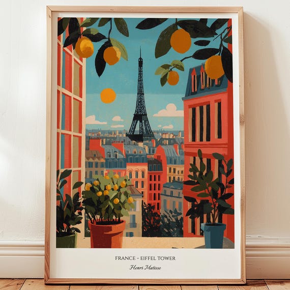 Paris Travel Print Henri Matisse Style Poster Eiffel Tower Cutout Wall Art Mattisse Ai