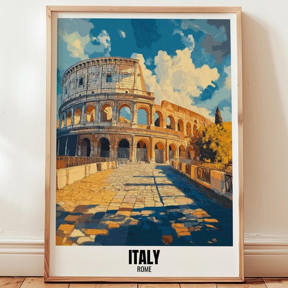 Italy Rome Travel Poster Wall Art Illustration Print