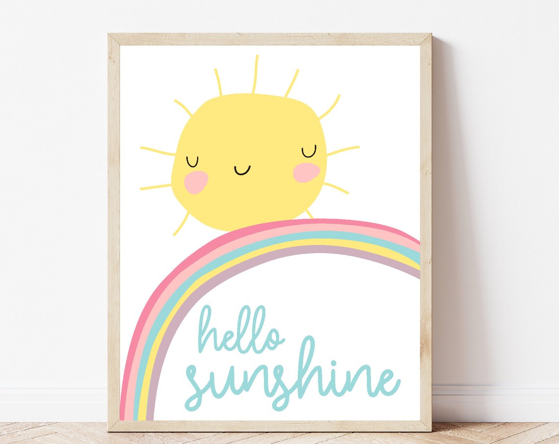 Hello Sunshine Summer Kids Nursery Art Print