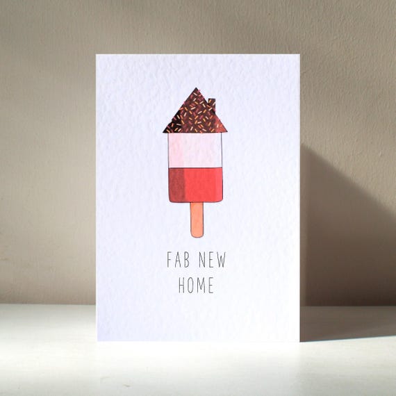 Fab New Home A6 Personalised Fabulous Ice Cream Lolly Sweet Dessert Funny Pun New Home House Moving Greeting Card
