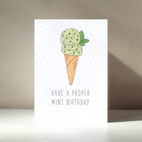 Mint To Be A6 Personalised Fabulous Ice Cream Cone Chocolate Lolly Sweet Dessert Funny Pun Happy Birthday Love Greeting Card