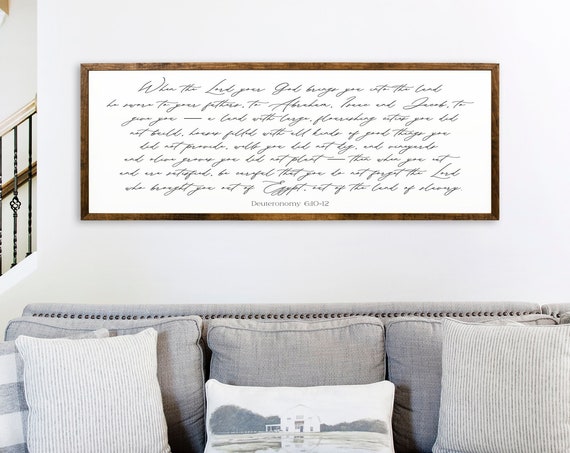 When The Lord Your God Sign Deuteronomy 610 12 Bible Verse Sign Scripture Wall Art Scripture Signs Inspirational Signs Quality