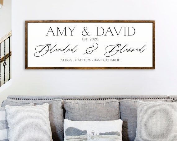 Blended Family Custom Names Sign, Wall Art Print