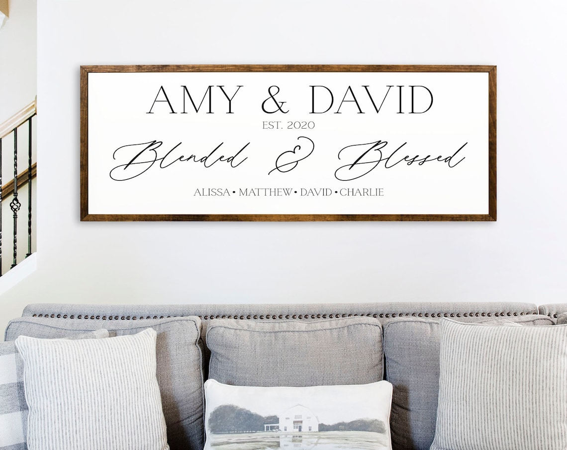 Blended Family Custom Names Sign, Wall Art Print