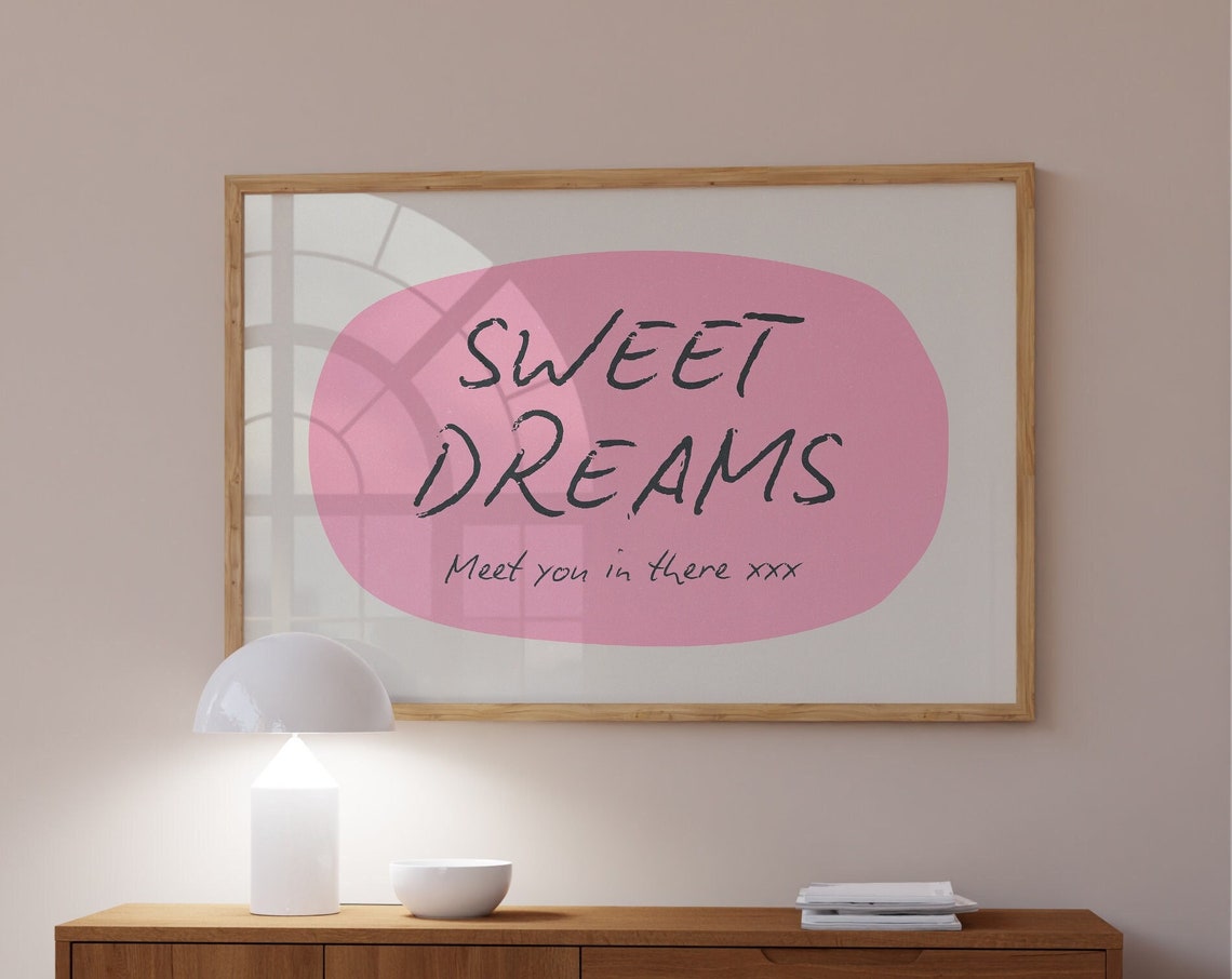 Sweet Dreams Pink Bedroom Typography Coquette Aesthetic Poster