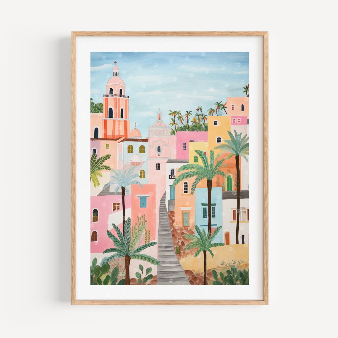 Puerto Rico San Juan Pastel Old Town Watercolor Travel Print
