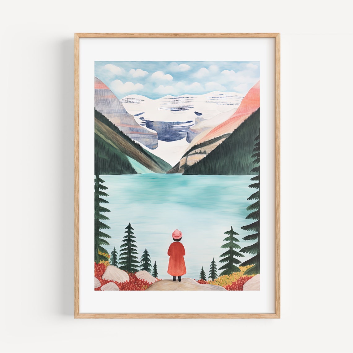 Lake Louise Banff Turquoise Glacier Watercolor Mountain Print