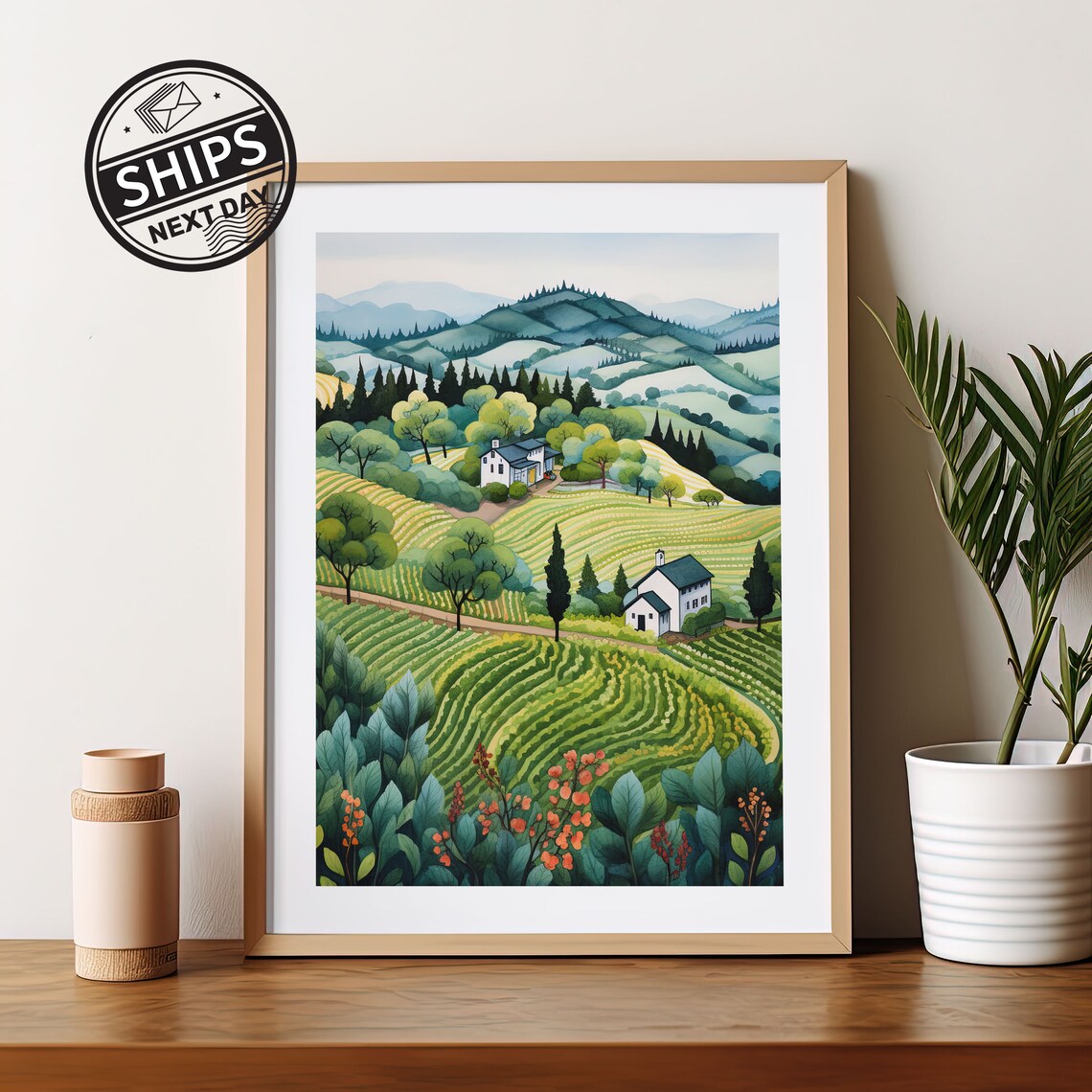 Napa Valley Watercolor Modern Travel Poster