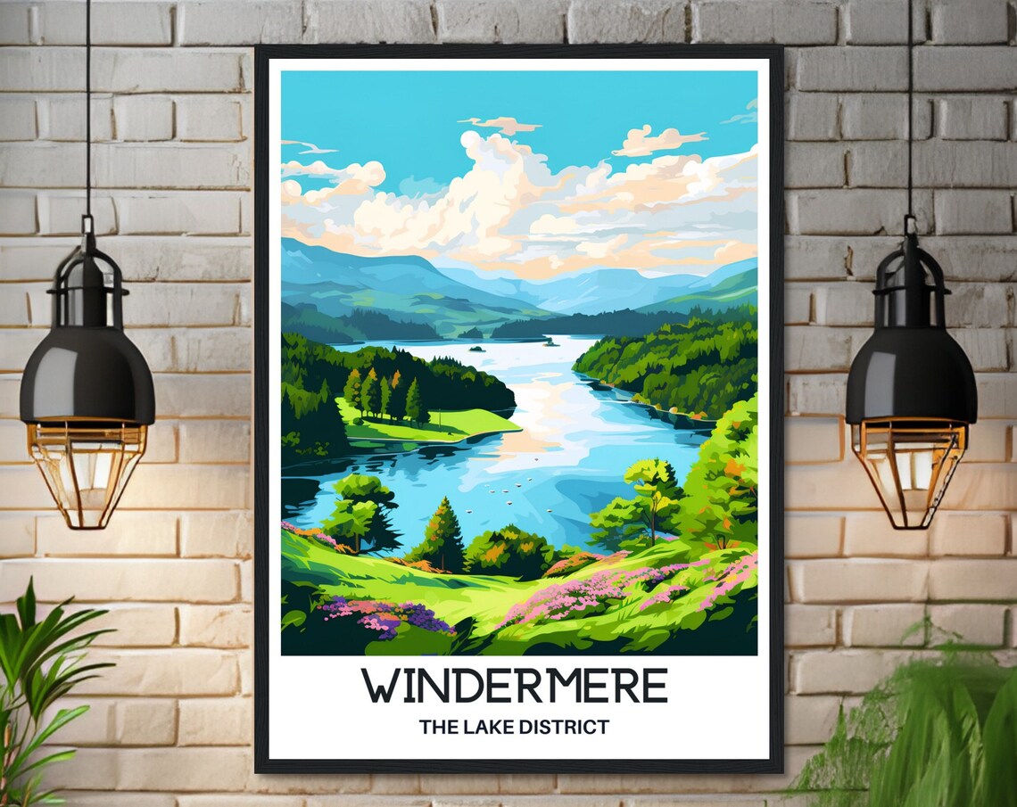 Windermere Lake District England Scenic Lakeside View Poster - Image 3
