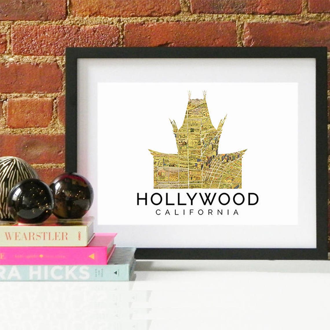 Hollywood Print Hollywood Skyline Hollywood Art Hollywood Poster Hollywood Watercolor Hollywood Art Print Hollywood Map Hollywood - Image 2
