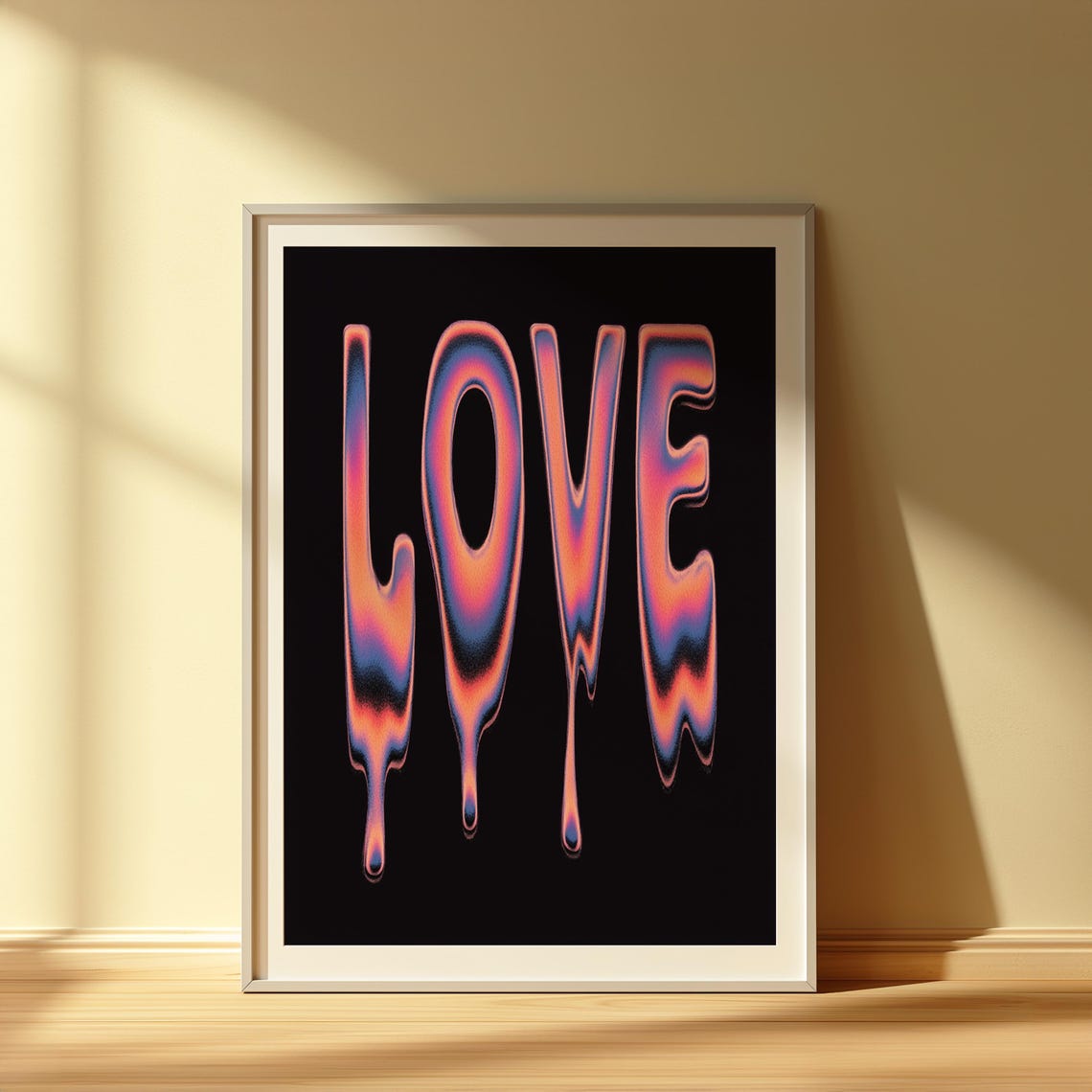 Melting Love Typography Drippy Retro Gradient Neon Quote Poster
